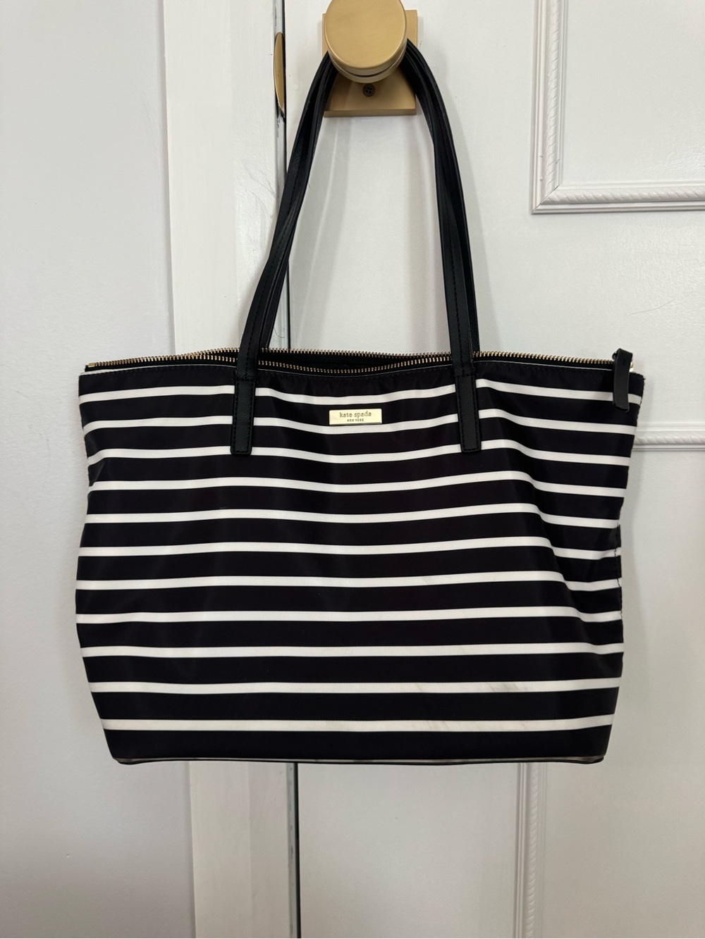 kate spade Black and White Striped Tote